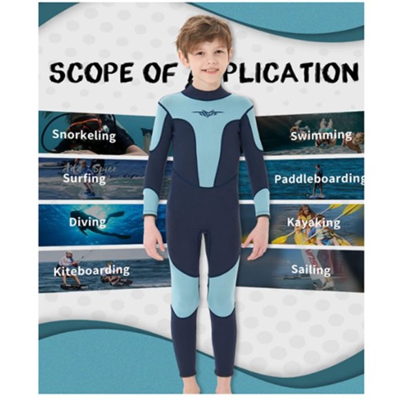 Seaskin 3mm Wetsuit for Kids and Youth Back Zip Full Shorty Wetsuit 10 - Picture 6 of 7